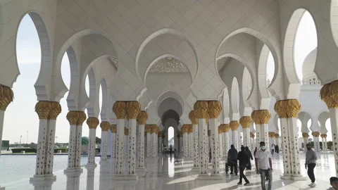 Decorated columns of Sheikh Zayed Grand Mosque in Abu Dhabi, UAE Video stock 168024874