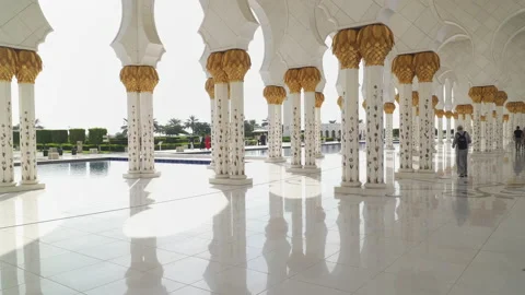 Decorated columns of Sheikh Zayed Grand Mosque, Abu Dhabi, UAE Stock Footage 172535095