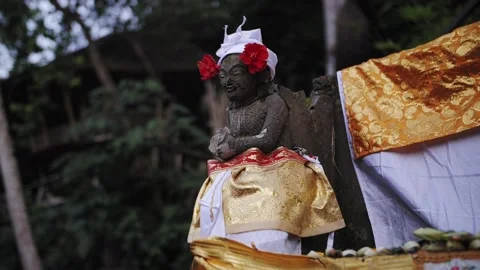 Decorated deity on an altar in Bali Stock Footage 222404019
