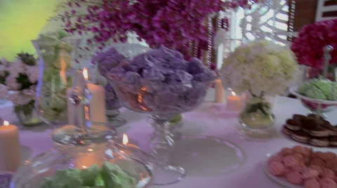 Decorated dessert table for wedding Stock Footage 44014465
