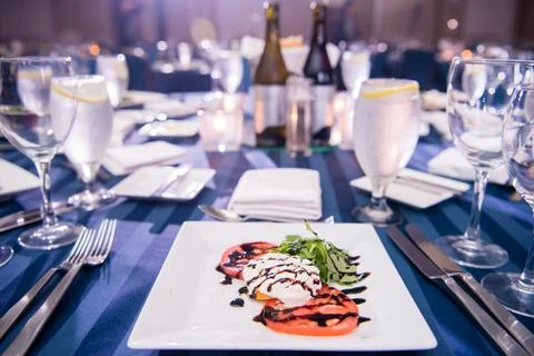 Decorated dining table celebration at wedding or luxury event. Foto stock