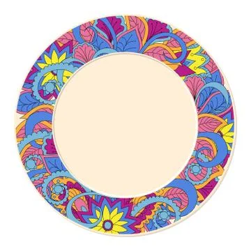Decorated dish with doodle image Stock Illustration