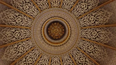 Decorated dome inside Round Hall Stock Footage 132528937