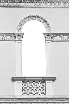 Decorated door window with copy space inside. Stock Photos