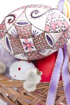 Decorated easter basket Stock Photos