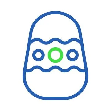 Decorated Easter Egg, Colorful Easter Egg Design, Outline Easter Egg Icon Stock Illustration