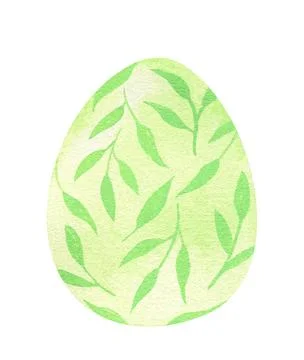 Decorated Easter egg with a floral pattern in green colors Stock Illustration