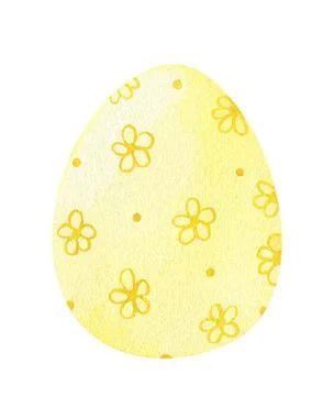 Decorated Easter egg with a floral pattern in yellow colors Stock Illustration