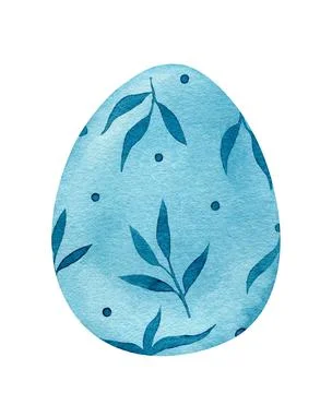 Decorated Easter egg with a floral pattern in blue colors Stockillustratie