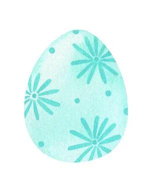 Decorated Easter egg with a floral pattern in light blue colors 库存插图