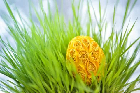 Decorated easter egg in the grass Stock Photos