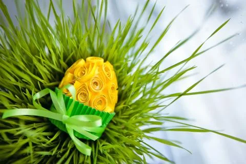 Decorated easter egg in the grass Stock Photos