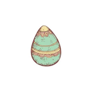Decorated Easter egg, hand drawn sketch vector illustration isolated on white Stock Illustration