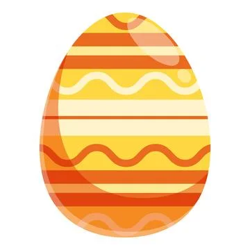 Decorated easter egg with orange and yellow stripes and wavy lines Stock Illustration