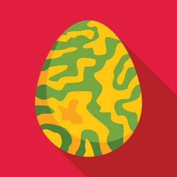 Decorated easter egg showing green and yellow wavy stripes on red background 스톡 일러스트
