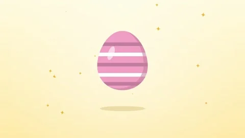 Decorated Easter egg spinning like 3D and showing two patterns with sparkles 库存影片 348618623