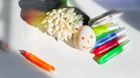Decorated Easter egg on a table Stock Photos