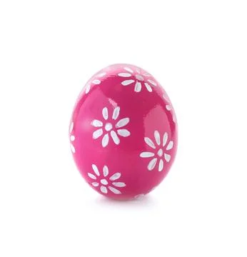 Decorated Easter egg on white background. Festive tradition 库存照片