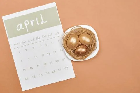 Decorated easter eggs with April calendar Stock-Fotos