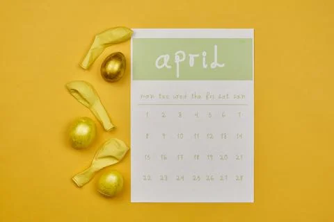 Decorated easter eggs with April calendar Stock Photos