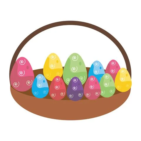 Decorated easter eggs in a basket Vector Stock Illustration
