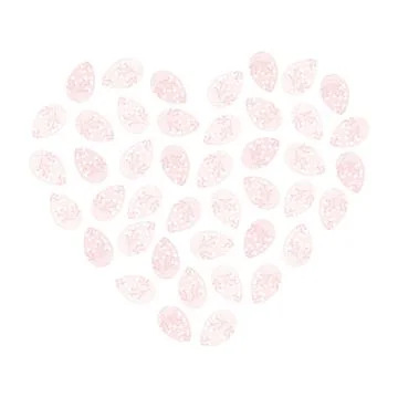 Decorated Easter eggs heart shaped in trendy monochrome soft pink. Easter Stockillustratie