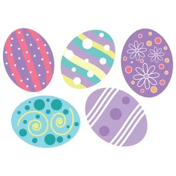 Decorated easter eggs with pastel colored designs 스톡 일러스트