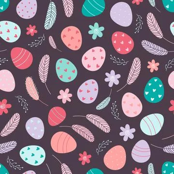 Decorated Easter eggs pattern. Easter background. Illustrazione stock
