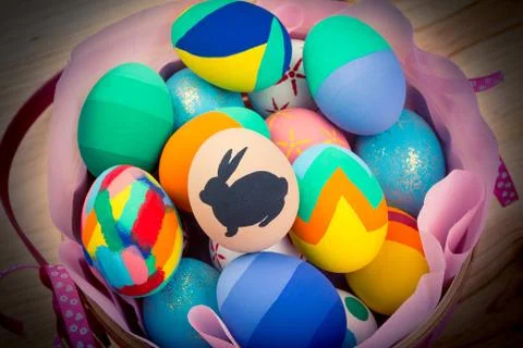 Decorated easter eggs Stock Photos