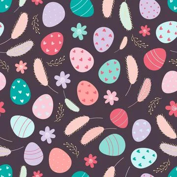 Decorated Easter eggs seamless pattern 库存插图