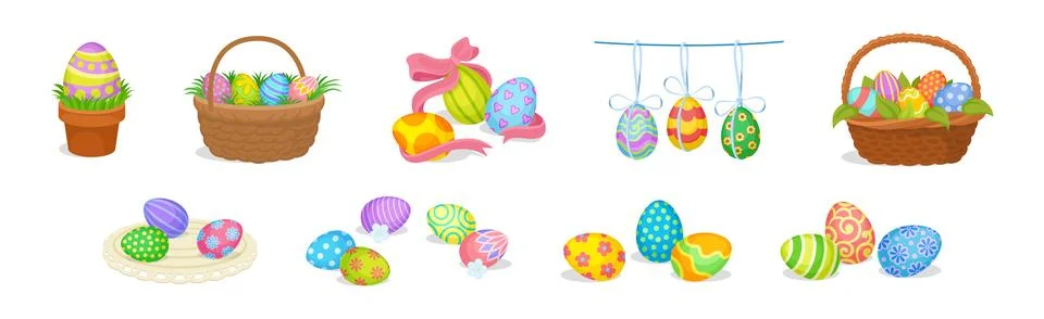 Decorated Easter Eggs as Spring Holiday Symbol Vector Set Stock Illustration