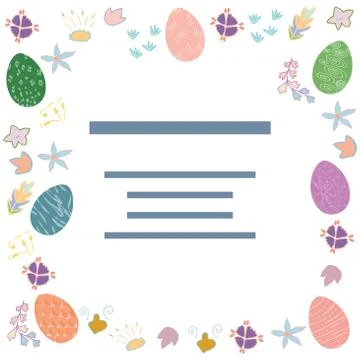 Decorated Easter eggs text frame. Stock Illustration