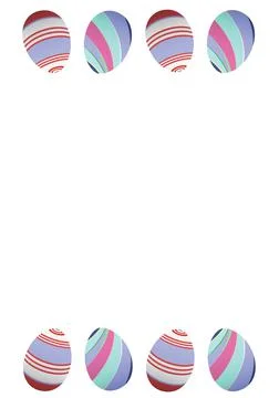 Decorated easter eggs on top and bottom of white background with copy space Stock Illustration