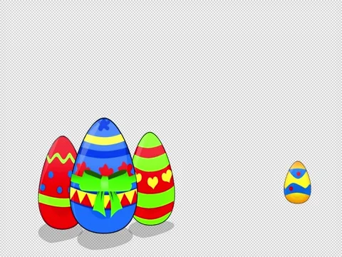 Decorated Easter Eggs on a Transparent Background Stock Footage 269357116