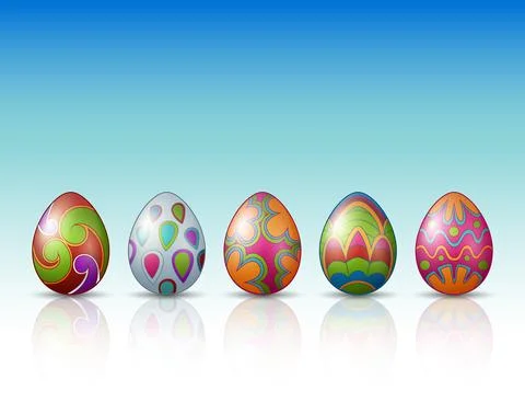 Decorated Easter eggs on a white background Stock Illustration