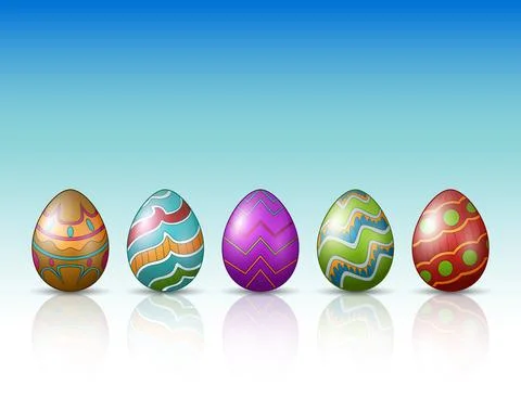 Decorated Easter eggs on a white background Stock Illustration