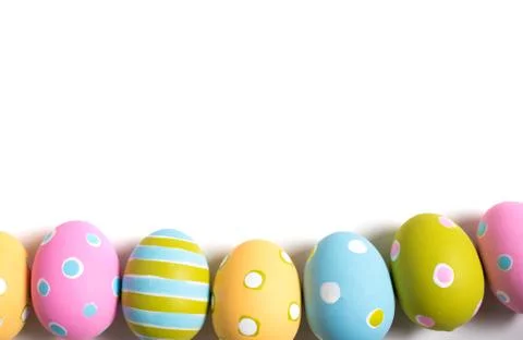 Decorated Easter Eggs on a white background Stock Photos