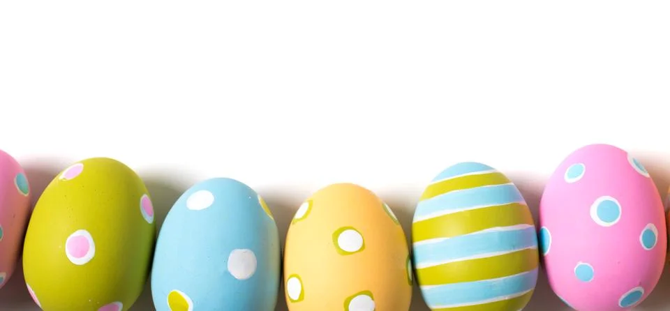 Decorated Easter Eggs on a white background Stock Photos