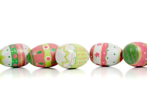 Decorated easter eggs on white Stock Photos