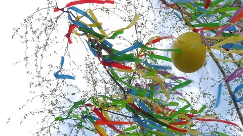 Decorated Easter Tree, symbol of Spring. 動画素材 86652349