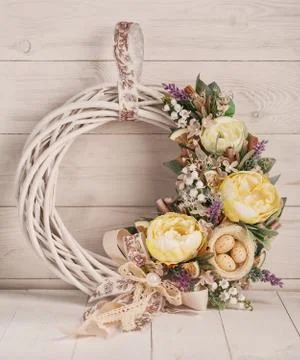 Decorated Easter wreath Stock Photos