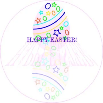 Decorated egg with congratulations and reflection happy easter logo, sticker Stock Illustration