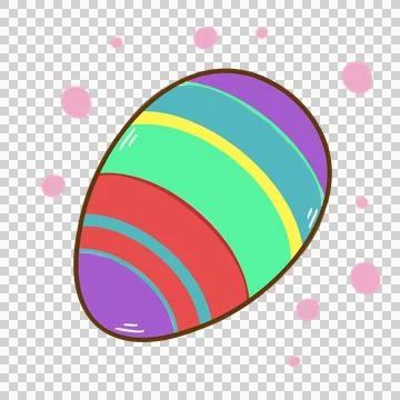 Decorated egg is featuring stripes with pink confetti dots in flat design on Stock Illustration