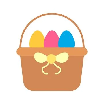Decorated Eggs in Basket Icon Image. Illustrazione stock