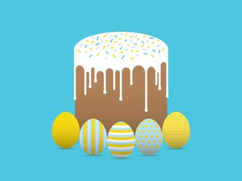 Decorated eggs with easter cake Stockillustratie