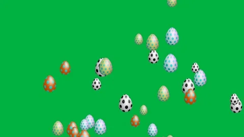 Decorated eggs floating from left to right side on green screen Stock Footage 266787829