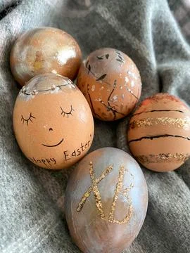 Decorated eggs made by hand for Easter in Russia Stock Photos