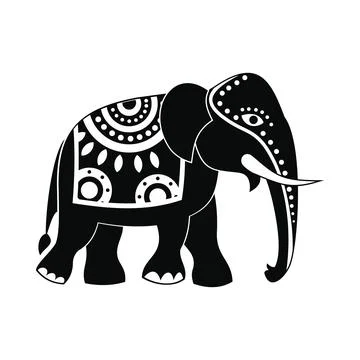 Decorated elephant icon, simple style Stock Illustration