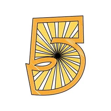 Decorated five number font figure creative image Stock Illustration