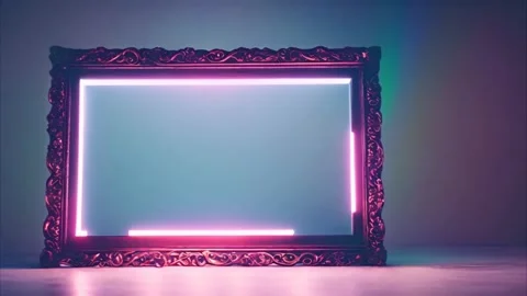 Decorated frame with glowing laser elements. Dimming effect. Vídeos de archivo 273953340